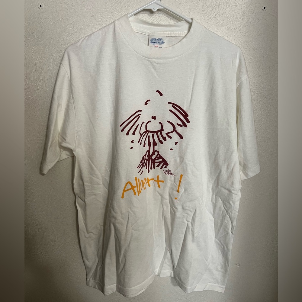 WILD GOOSE COMPANY Vintage Albert Graphic T Shirt White Maroon Yellow Men's Sz L
